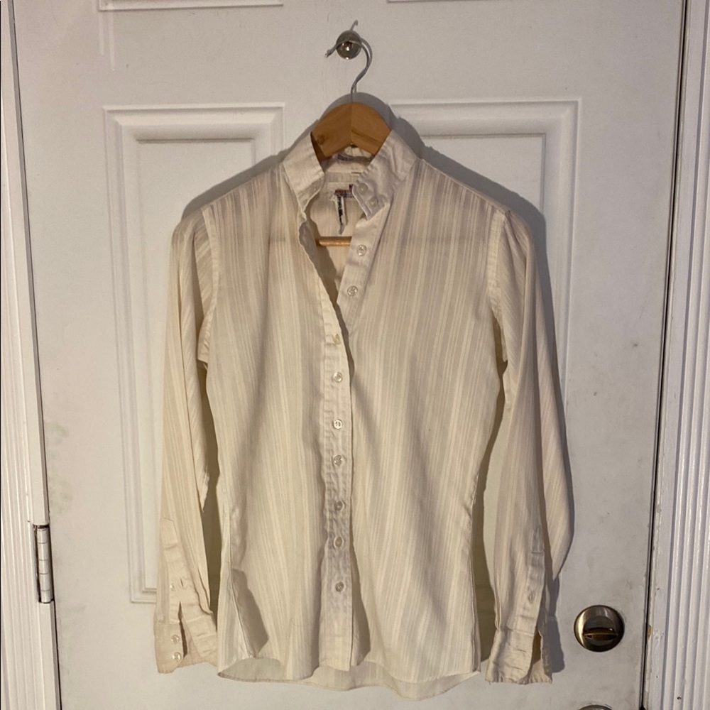 Classic Cream Button Down Shirt with Subtle Texture
